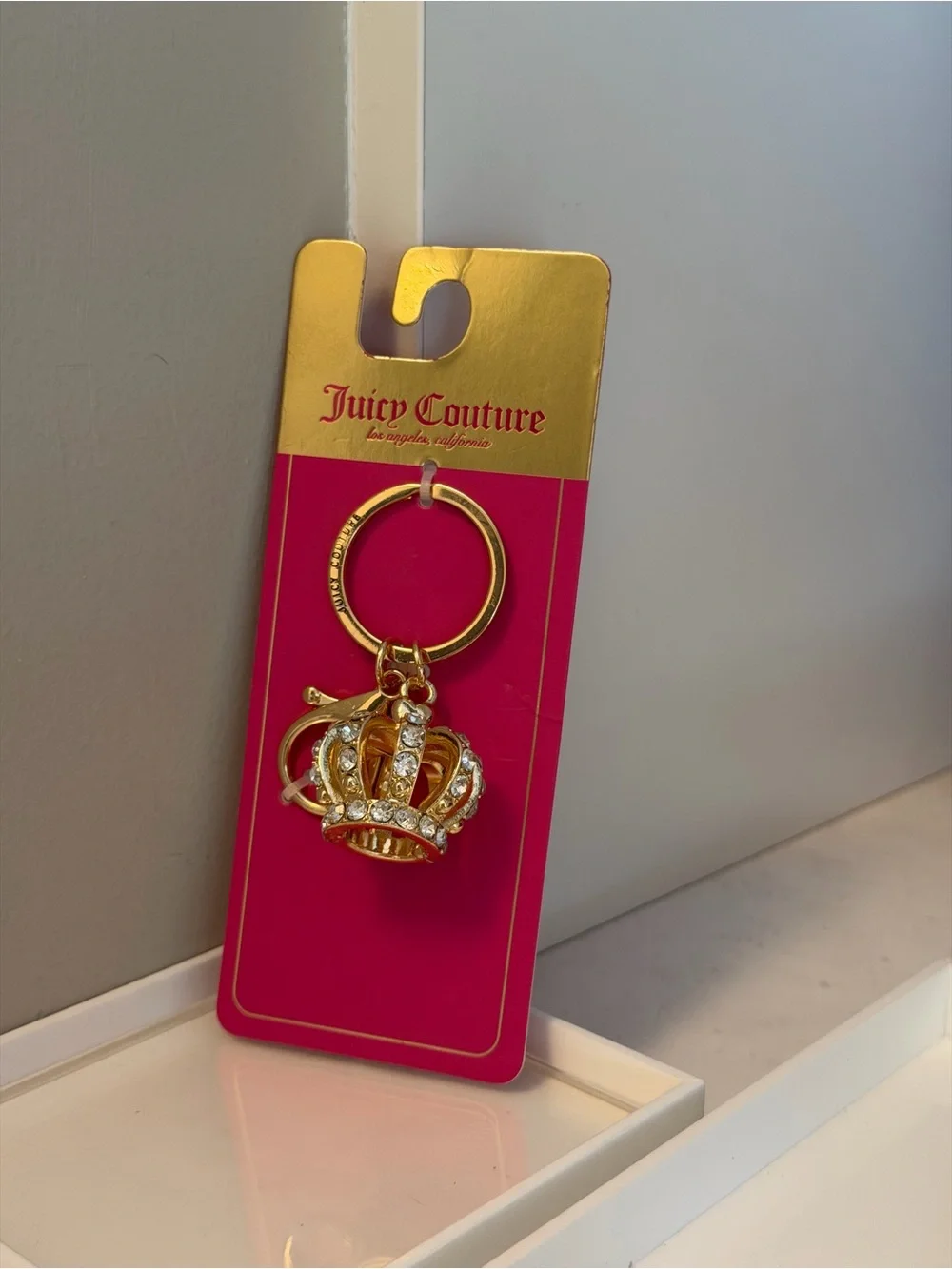 Juicy Couture Gold Crown Keyring with Crystal Accents